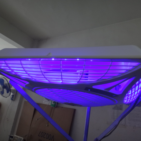 Ceiling fan, three-color light, blue 60X60