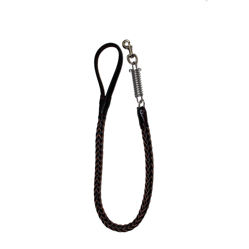 厂家直销定做弹簧8股二层牛皮牵引绳 狗狗链子牵引 批发手工编织 