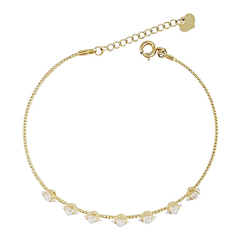 Korean-style simple and elegant crystal fine bracelet, a versatile and fresh water diamond open bracelet for female students, a gift for best friends Item Picture