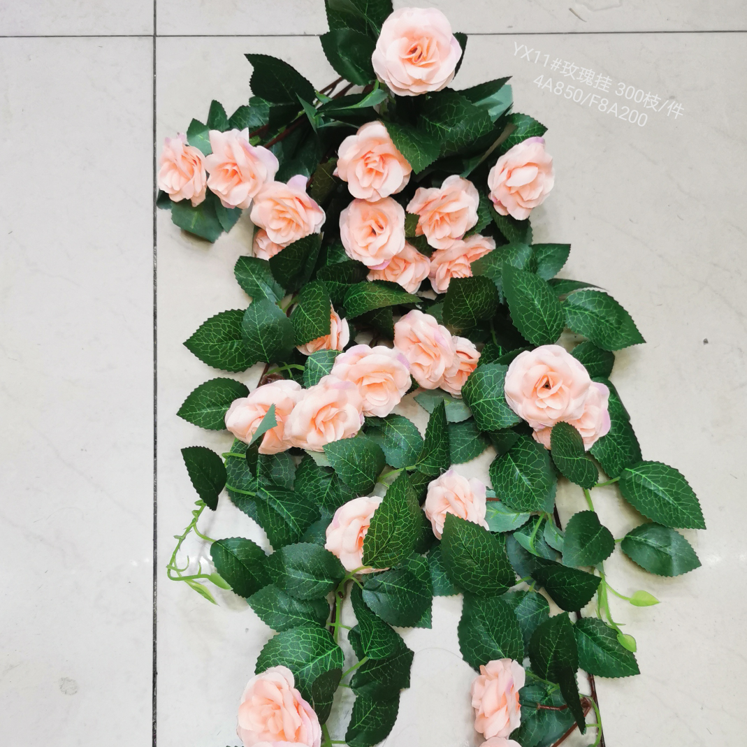 Rattan leaf plant artificial flower Fake flower Arrangement bonsai Living Room Hotel Wedding video decoration tree cherry blossom 2 rose hanging rose rose flower-8