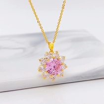 Pink sunflower zircon pendant