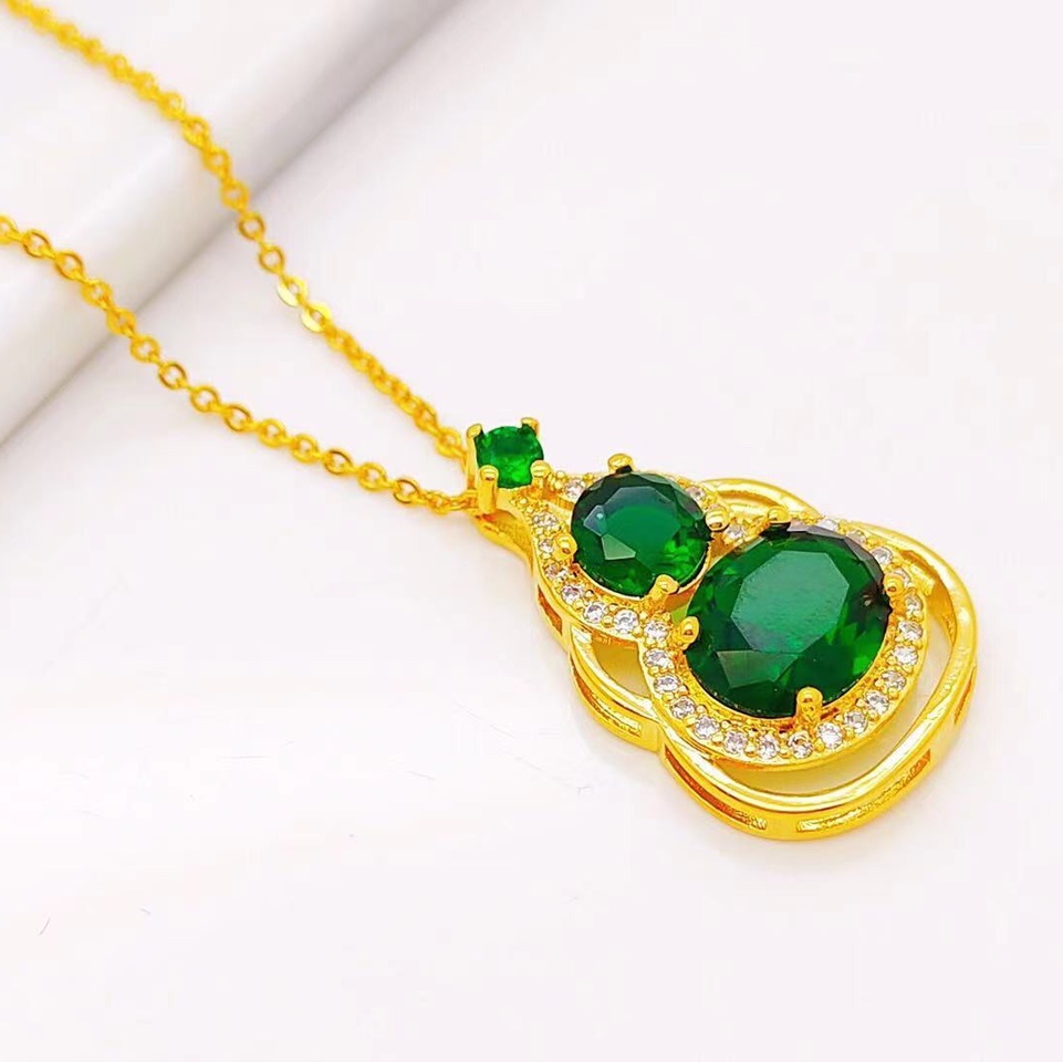 Micro-inlaid grandmother green gourd pendant