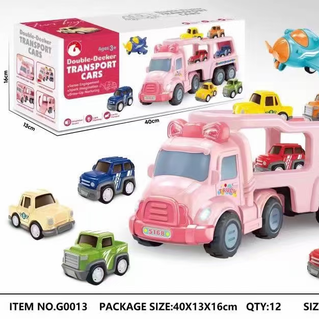 益群玩具塑料玩具粉色卡通货载车模型玩具批发01图