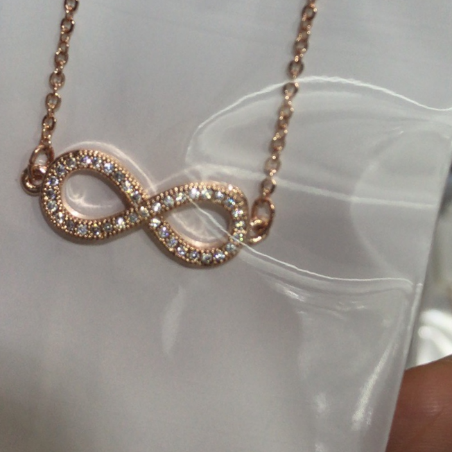 Vintage classic environmental protection color collarbone chain necklace Copper micro-inlaid rose gold white gold 342 thumbnail