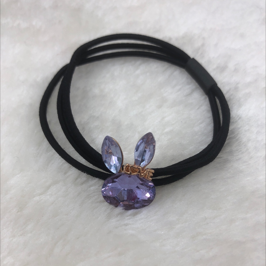 Alloy rhinestones cute rabbit ear band purple