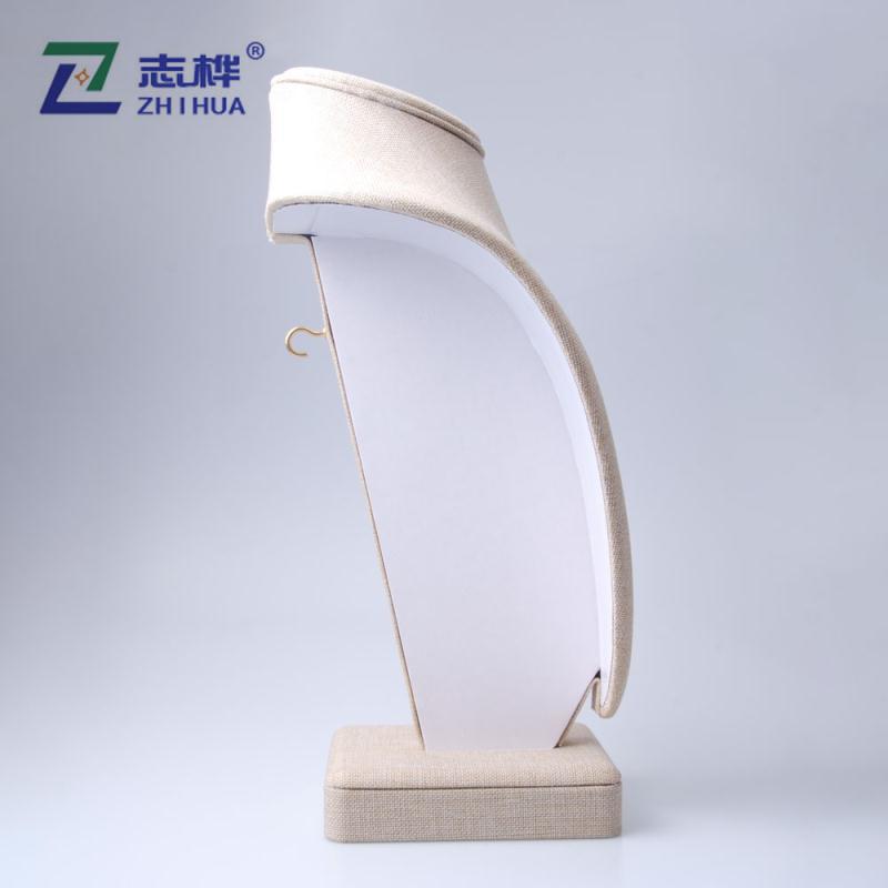 Natural-color linen thick-soled chest support necklace display stand details Picture