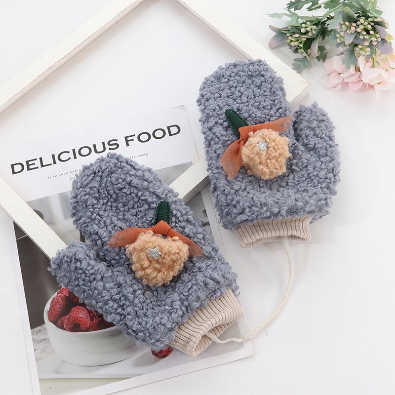 可爱保暖文创意定制手套 韩版新款女式加厚保暖卡通泰迪毛绒手套 细节图