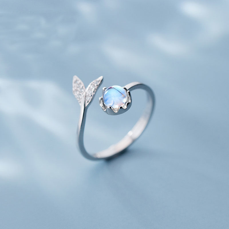 27 Fishtail ring female fashion personality ring female Instagram fashion open index finger ring female niche design ring female