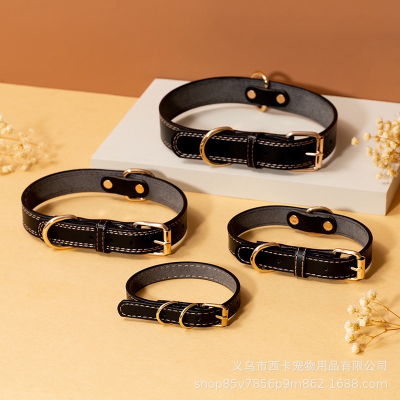 宠物项圈厂家定制宠物用品PU皮项圈狗项圈中大型犬狗脖圈现货批发 