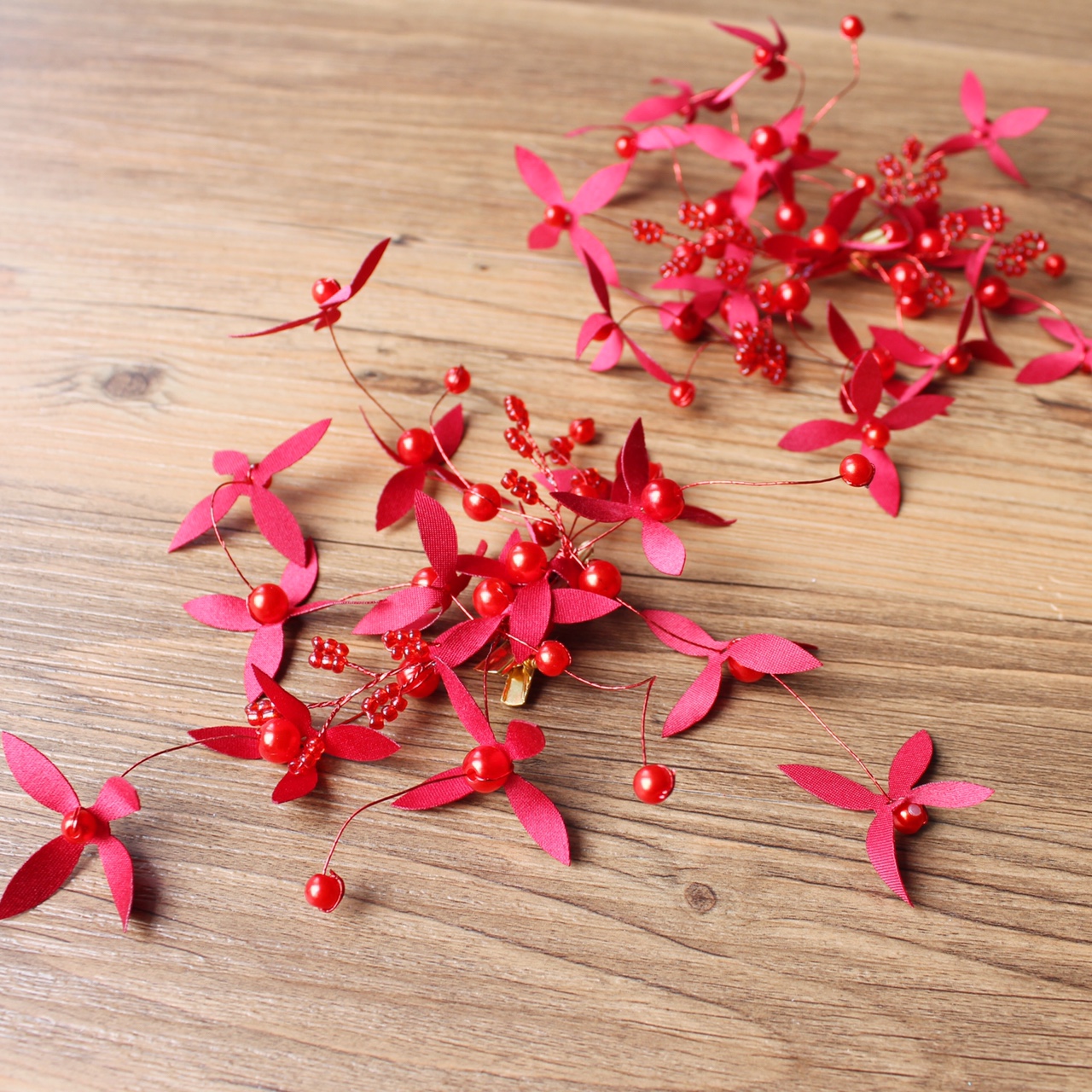 Jialan Accessories Red cheongsam headwear with traditional Chinese style hand-woven edge clips