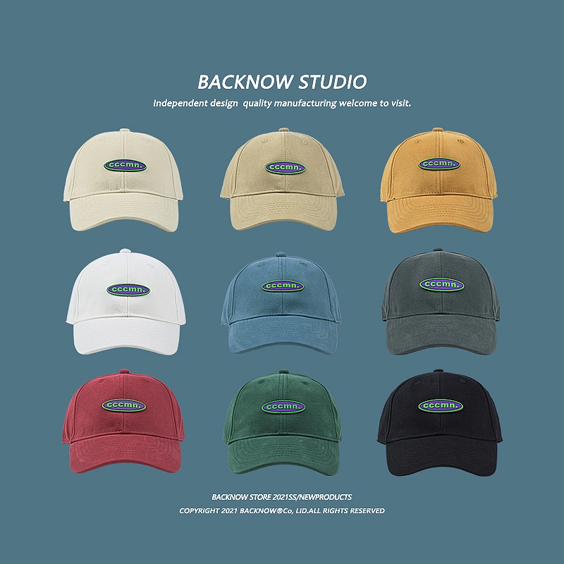 BACKNOW质感不错 棒球帽弯檐圆顶字母棉质鸭舌帽遮阳男女夏天防晒070产品图