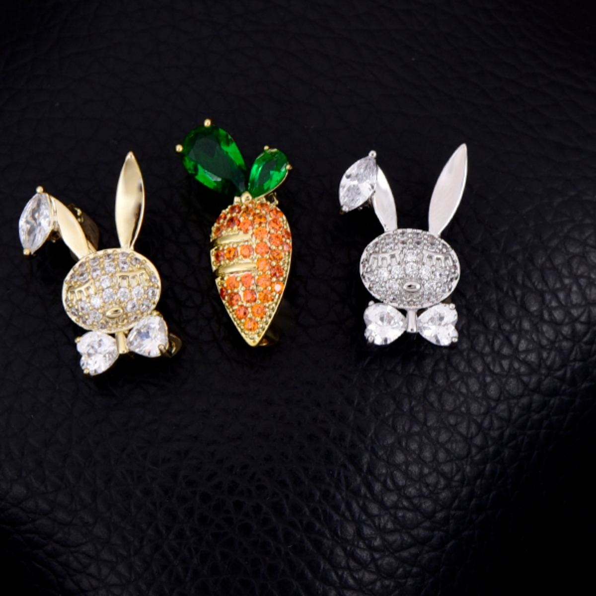 Bunny and carrot brooch