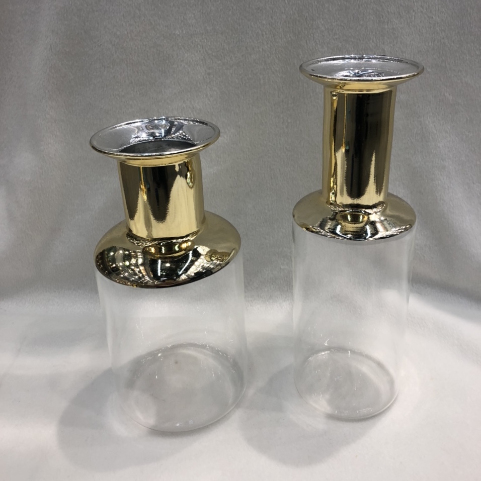 Exquisite electroplating small vase glass plug-in vase office home decoration decoration small decoration wholesale
