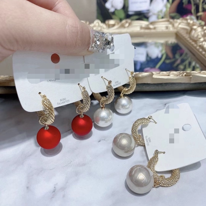 纯银针螺纹时尚珍珠百搭耳扣韩国气质网红爆款复古潮流超仙耳饰淡水珠