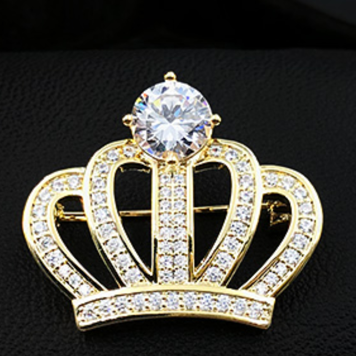 Satellite diamond crown brooch