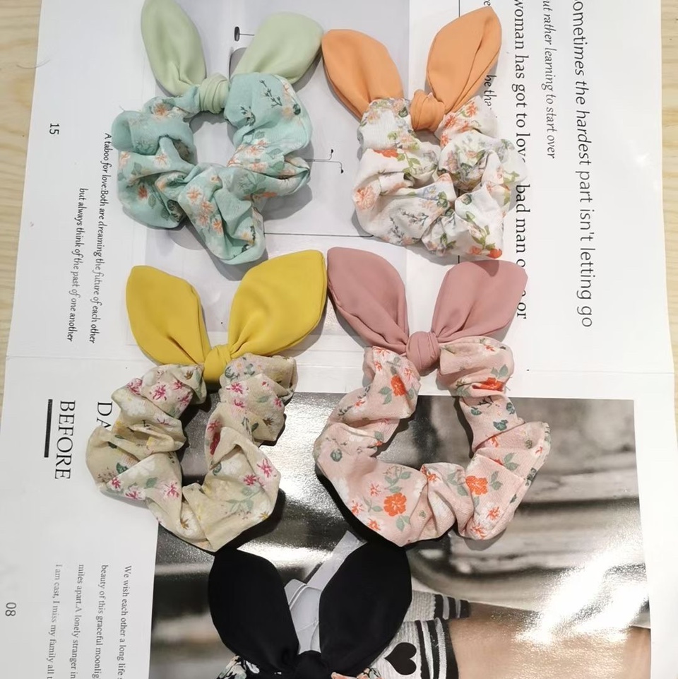 Korean rabbit-ear hair tie, large intestine tie, summer-style fairy hair tie, bun hair tie, 2022 new style, simple and elegant hair tie, elastic band
