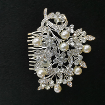 Delicate flower headpiece New handmade headpiece wedding yarn hairpin Silver rhinestone clip