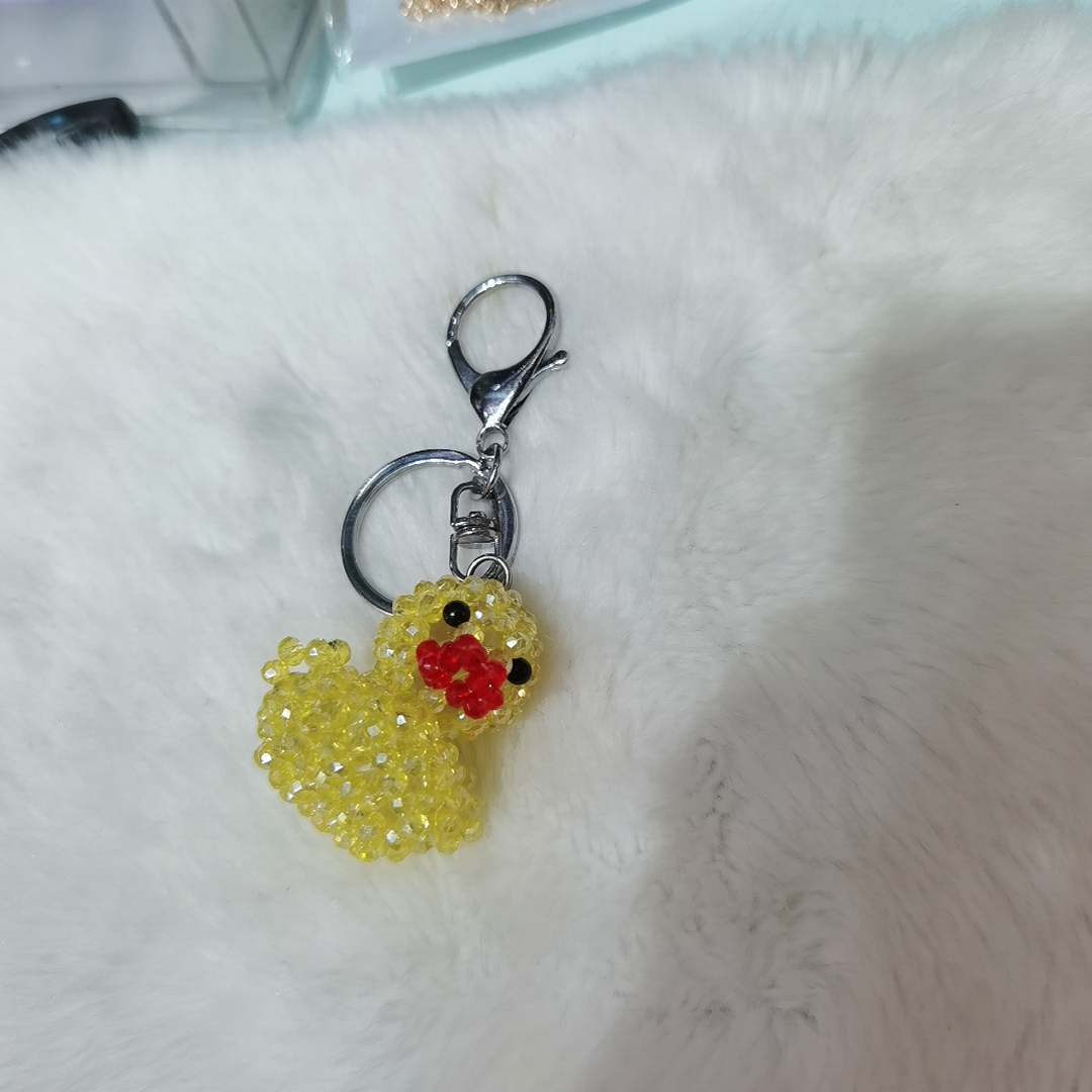 纯手工编斯华洛世奇水晶元素，小鸭子，通体黄色，形态逼真