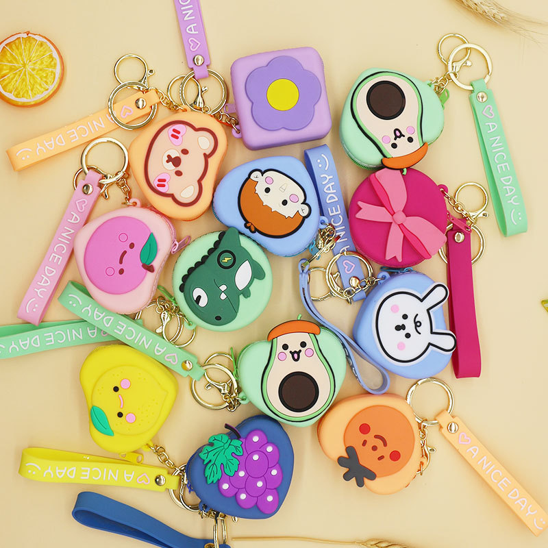 硅胶卡通零钱包迷你可爱数据线收纳包工艺挂饰礼品包圆形方形包