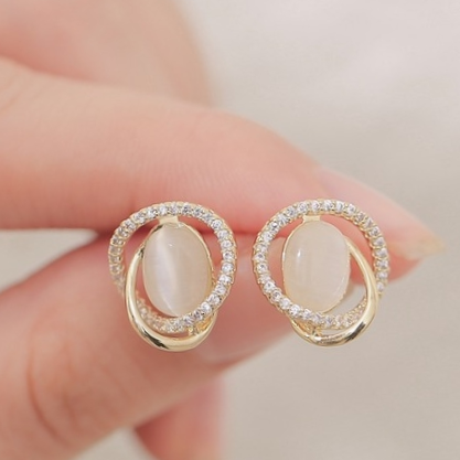Oval opal earrings