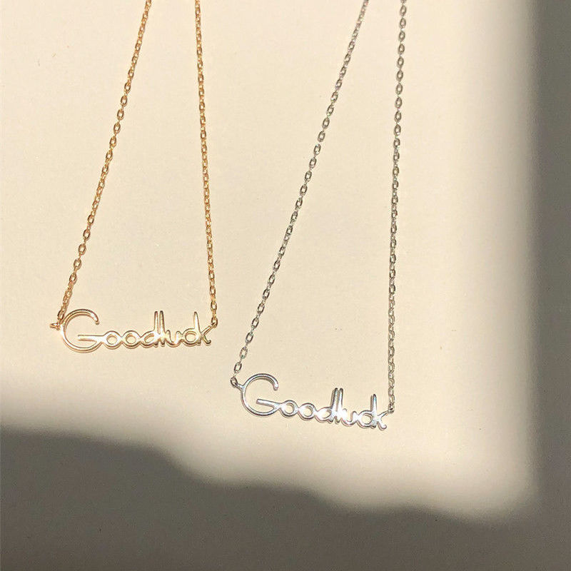 88s925 Sterling silver goodluck letter ins style necklace new female student Korean version clavicular chain light luxury niche