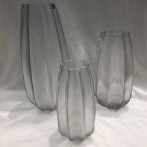 Multi-striped transparent vase glass plug-in vase office home furnishings decorate the living room