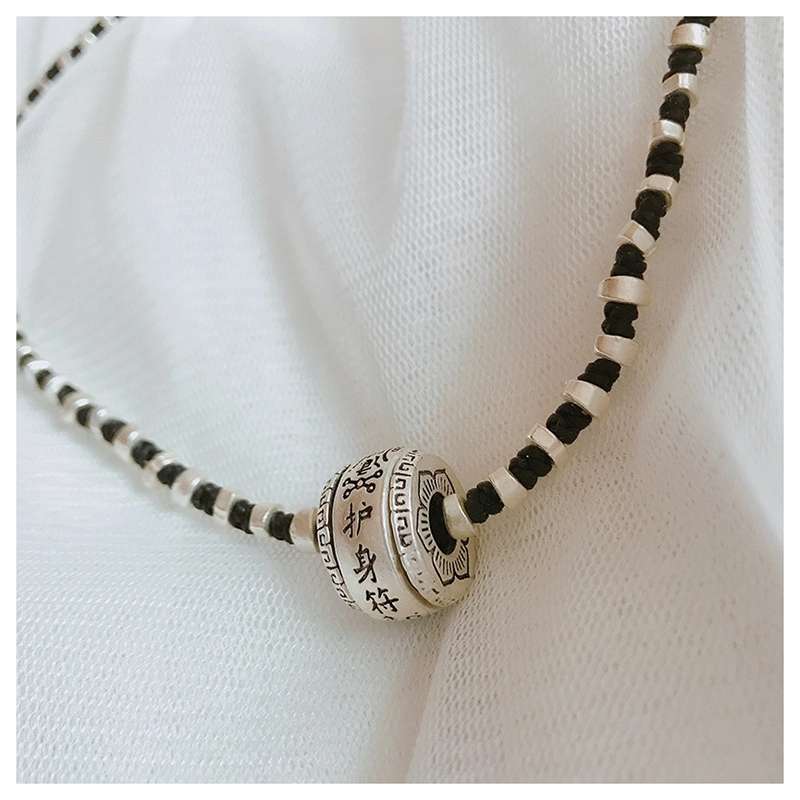 Jingpoli Jewelry DL09 Thai ethnic style hand-woven collarbone chain, retro aged imitation silver neck chain, neck jewelry, short necklace for women pic 10