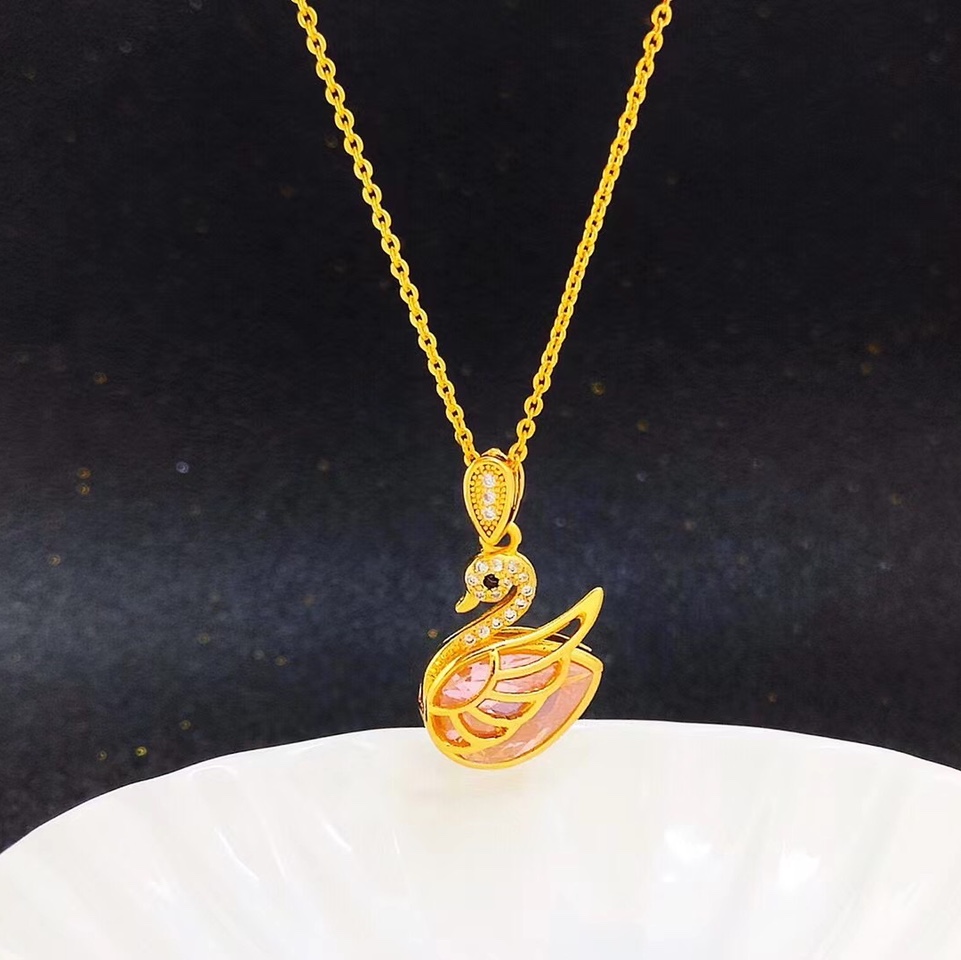 Pink micro-swan zircon pendant