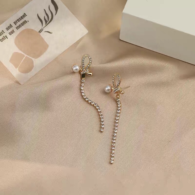 Fashion pearls full of earning temperament influencer personality sweet fringe long earrings thumbnail
