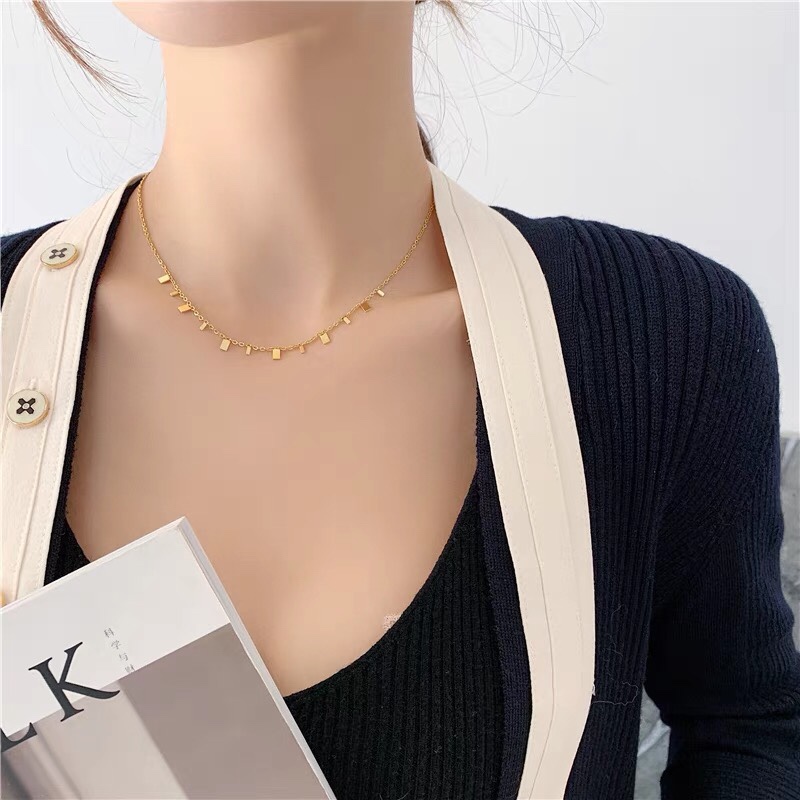 European and American multi-accessory titanium steel necklace, niche design, personalized style, Jieya steel jewelry