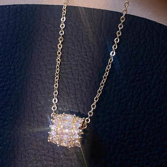 Bright zircon lucky beads drop necklace earrings elegant sweet luxury girl collarbone chain necklace goddess ins