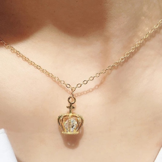 Bright zircon crown really my necklace earrings elegant sweet luxury girl collarbone chain necklace goddess ins