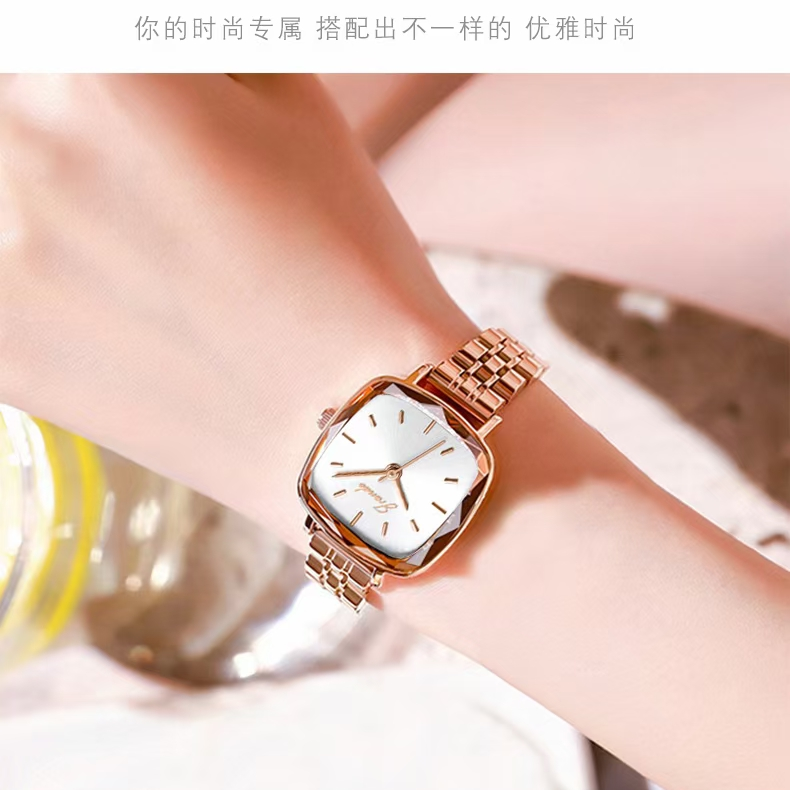 Acero inoxidable correa waterproof reloj para mujeres