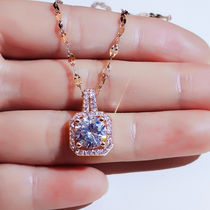 Bright zircon square chain earrings elegant sweet luxury girl collarbone chain necklace goddess ins