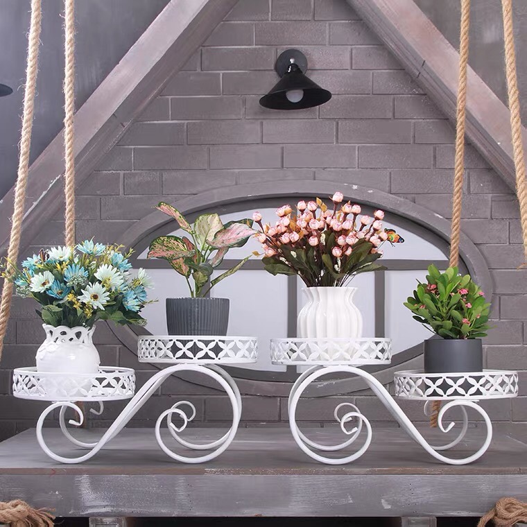 Wrought Iron Flower Stand Indoor Living Room Balcony Wrought Iron Flower Stand Outdoor Multi-Purpose