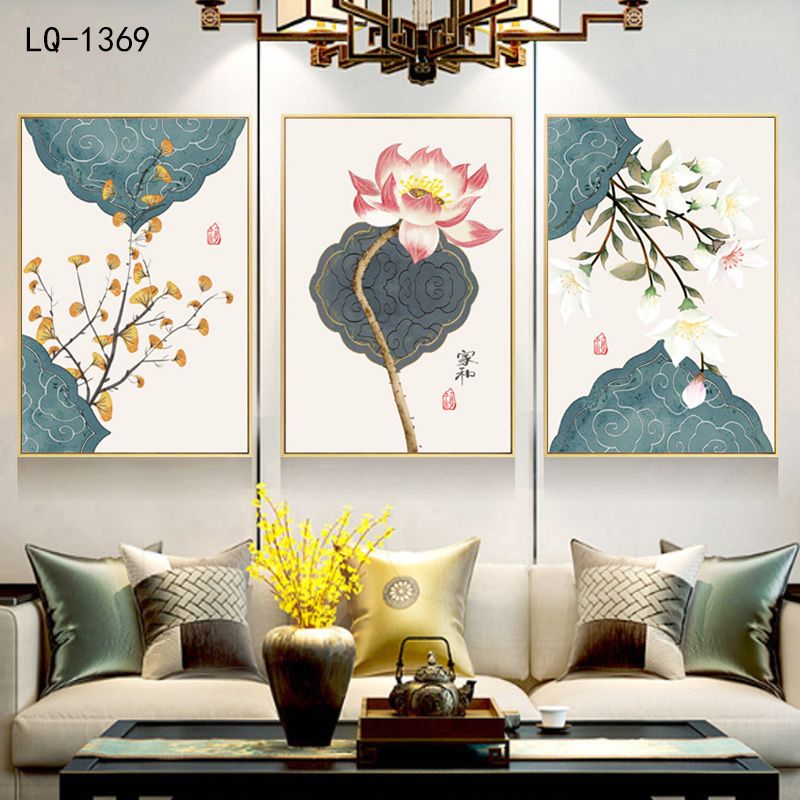 铝合金晶瓷晶贝中式客厅三联画2️⃣详情图1