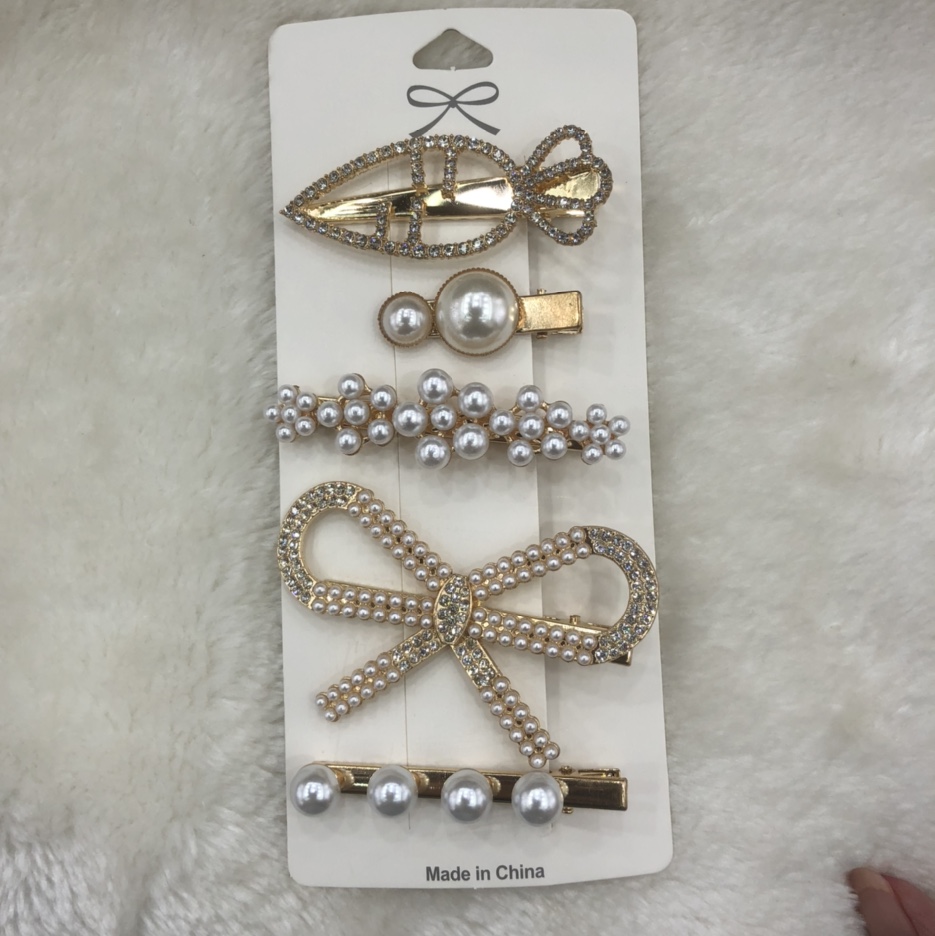 Big bow tie pearl set hair clip clip
