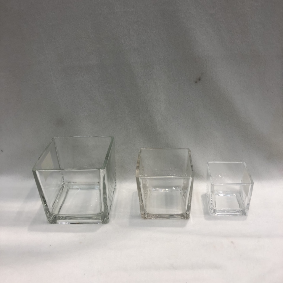 Square hydroponic plant vase Square steel small potted hyacinth narcissus transparent ashtray jar 6x6