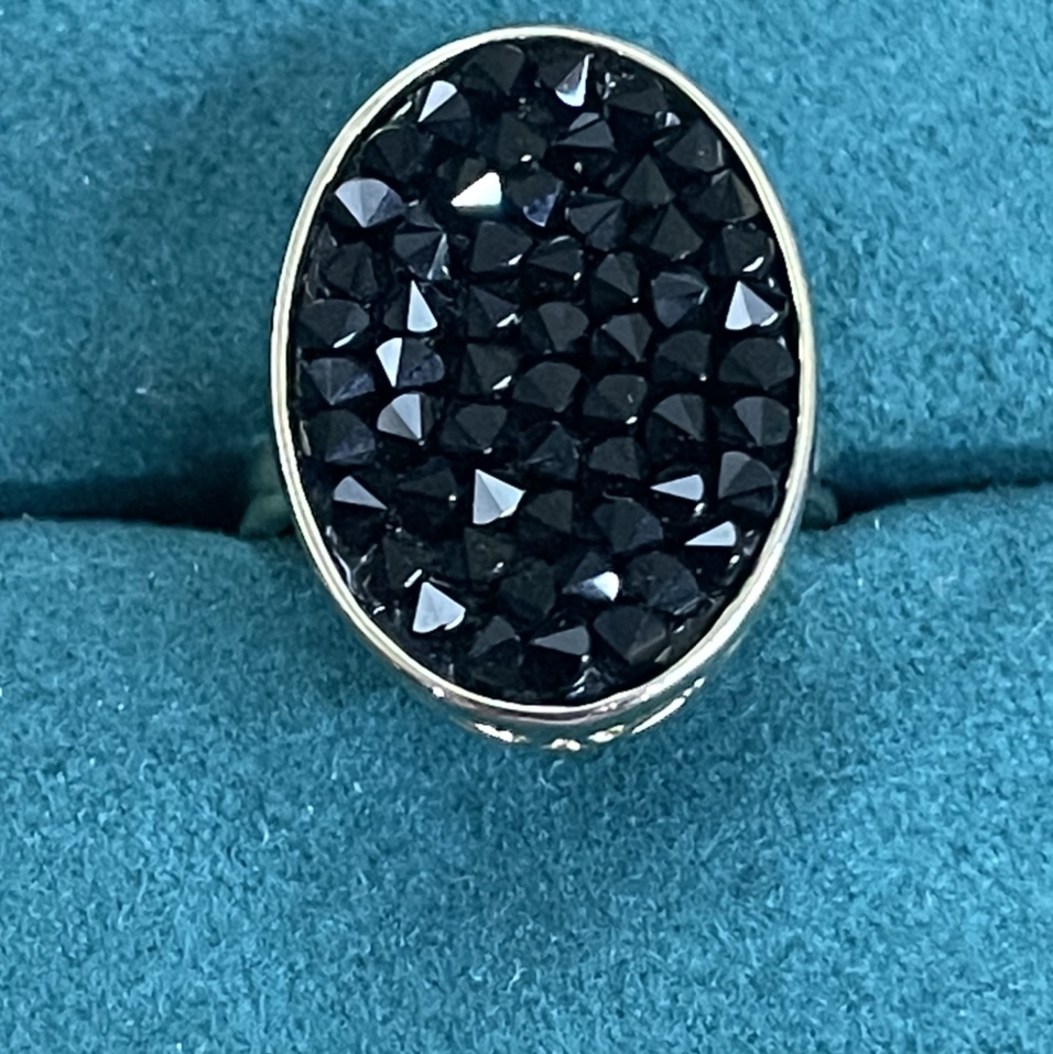 Copper black crushed stone fashion trend ring 4