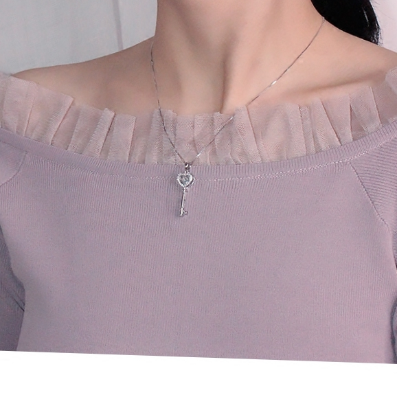 Bright zirconium peach heart ❤️ chain earrings elegant sweet luxury girl collarbone chain necklace goddess ins thumbnail