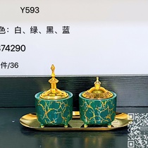 Hot marble ceramic incense burner alloy lid home decoration gift crafts Y593