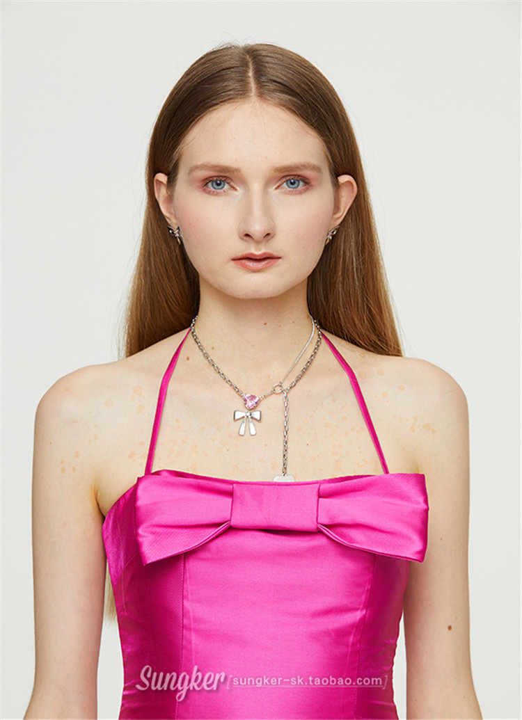 Designer brand Sei Carina Y Sweet and Romantic Bow Pearl Chain Necklace 2021 New Style Item Picture