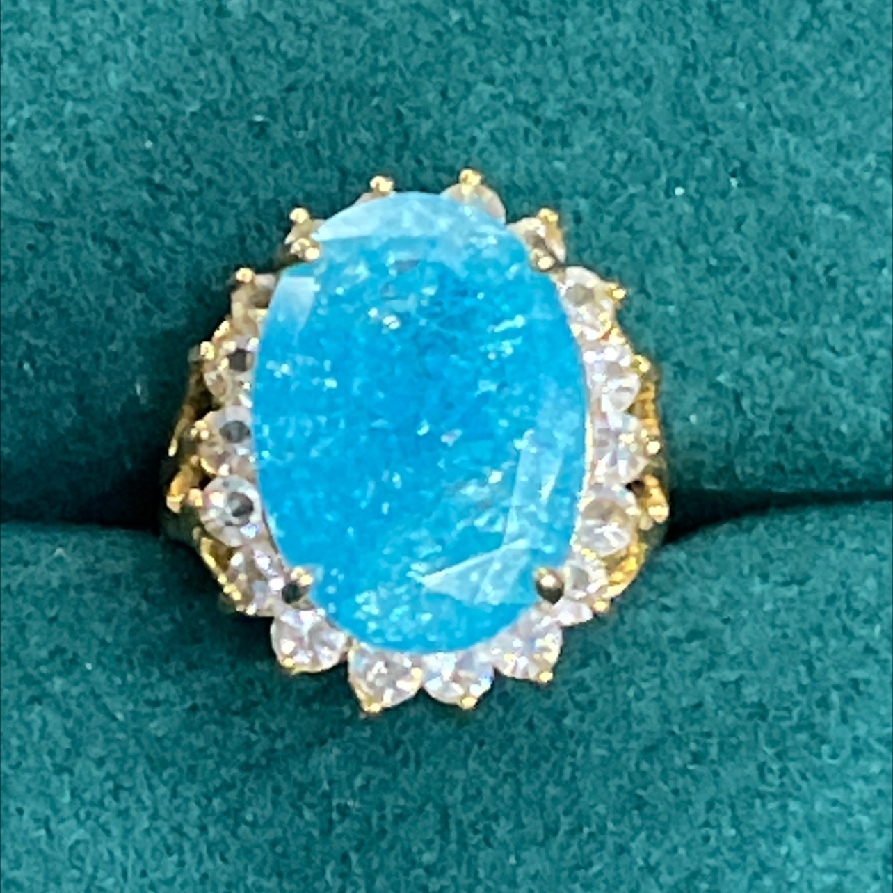 Copper micro-inset blue treasure color zircon fashion trend ring 8