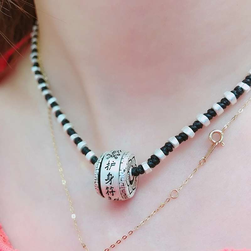 Jingpoli Jewelry DL09 Thai ethnic style hand-woven collarbone chain, retro aged imitation silver neck chain, neck jewelry, short necklace for women pic 9
