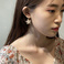 韩国东大门耳环双面滴油半透明花朵耳圈网红气质耳饰产品图