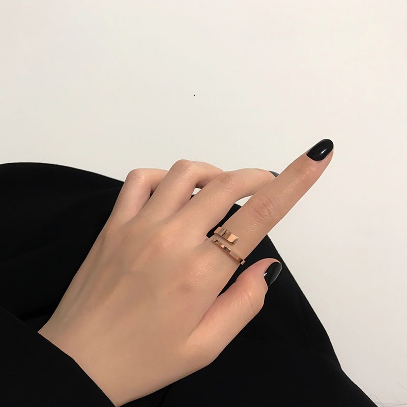 戒指可调节 玫瑰金色 个性设计感小众饰品