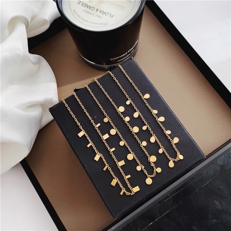 European and American multi-accessory titanium steel necklace, niche design, personalized style, Jieya steel jewelry details Picture