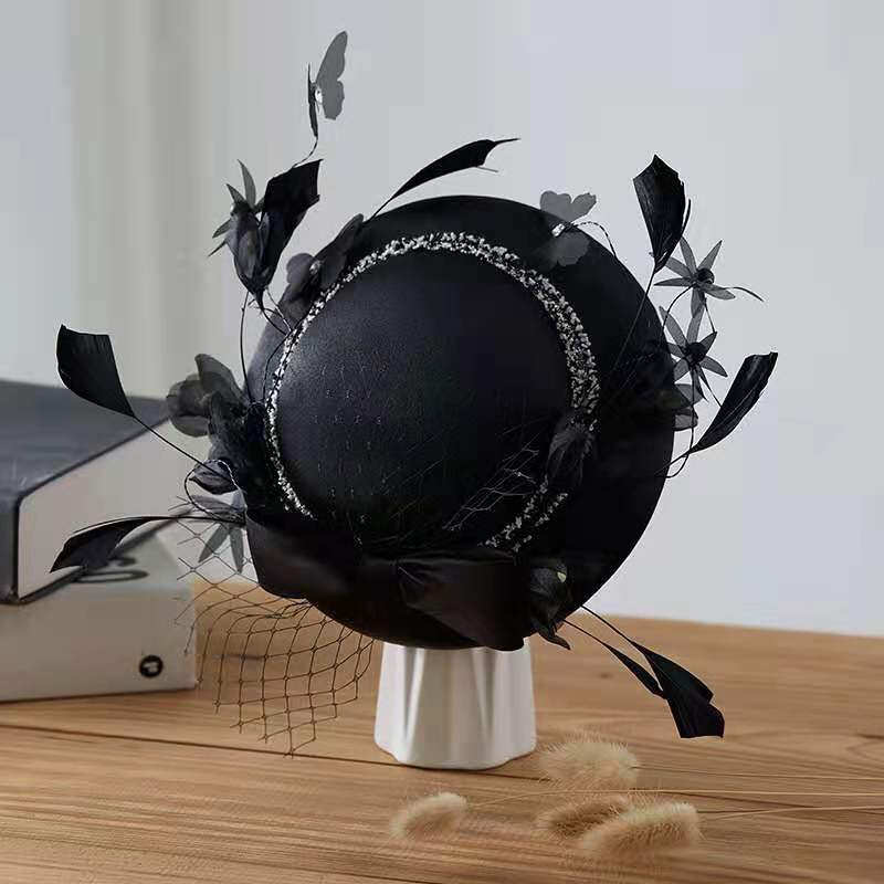 Amazon's best-selling bride's top hat, retro European and American lady's hair accessories, banquet headwear, mesh top hat, wholesale in stock, Jialan accessories