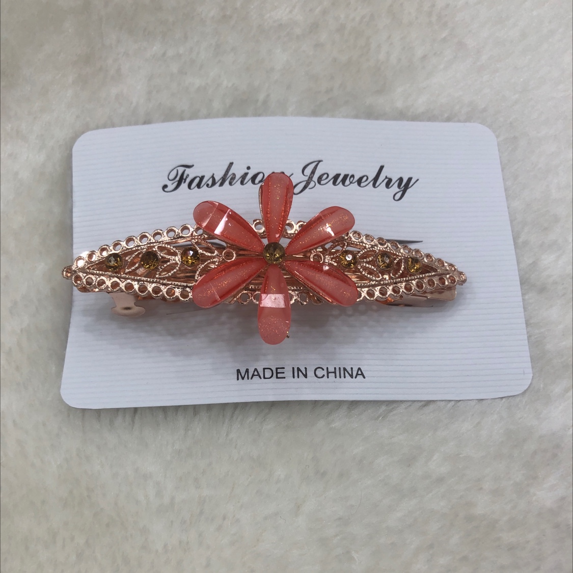 Glass big hair clip champagne