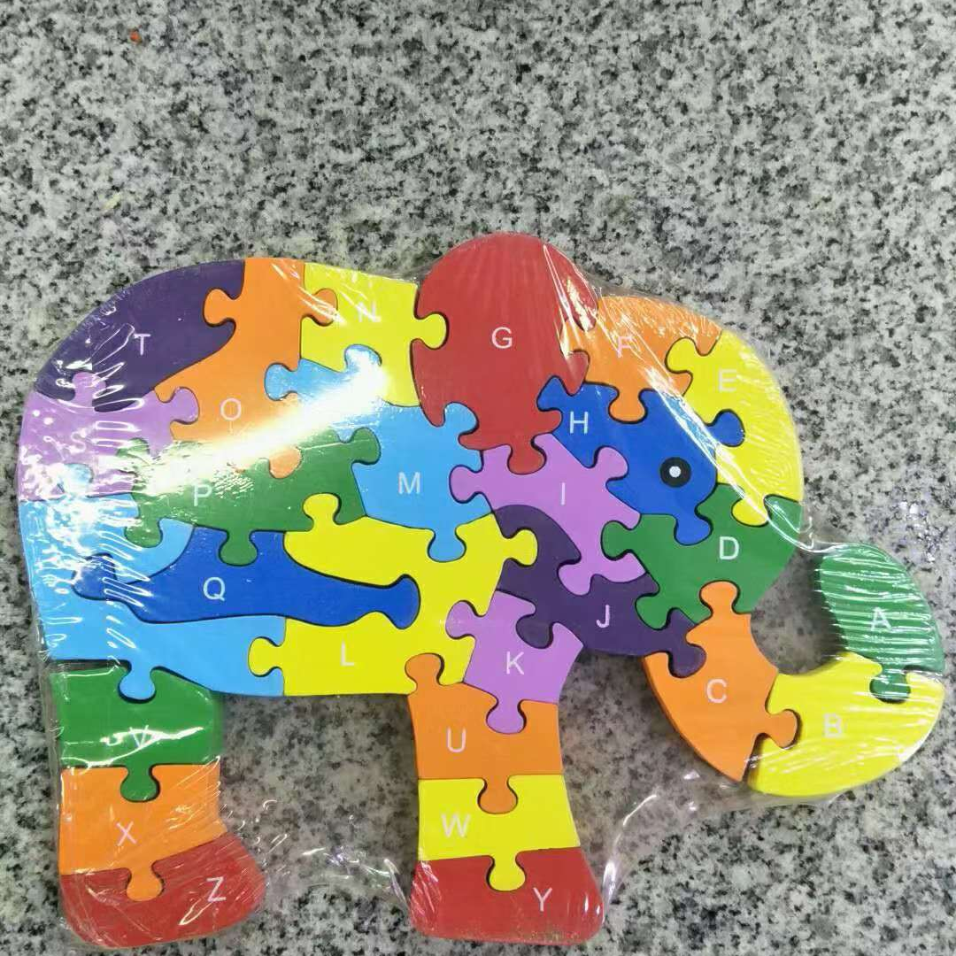 Children's educational wooden jigsaw puzzle toy building blocks 26 English letters and numbers double-sided recognition baby animal grab board